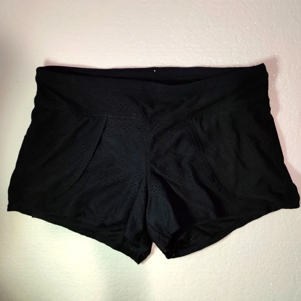 Athleta Prism 2-in-1 Built in Shorts Pull On Mesh  black Womens Size M